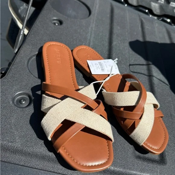J.Crew Factory Mixed crisscross slide sandals Size 8 - Picture 7 of 9
